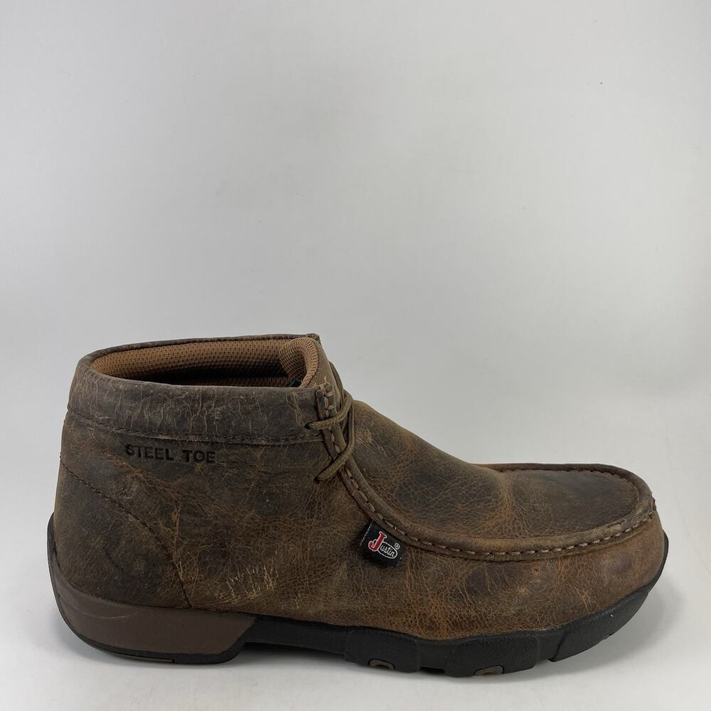Justin Boots 235 Steel Toe Work Boots Brown Cappie Casual Mens Size 9.5 Chukka